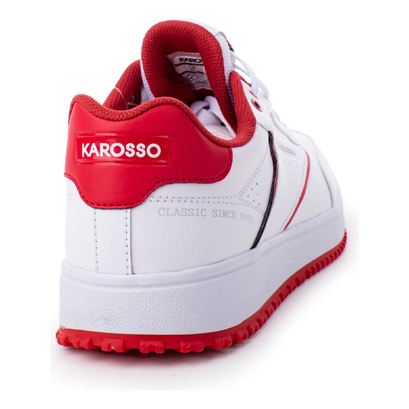 Tenis Casual Karosso Clásico Blanco Rojo Fr105 Hombre