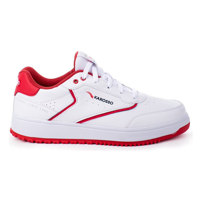 Tenis Casual Karosso Clásico Blanco Rojo Fr105 Hombre