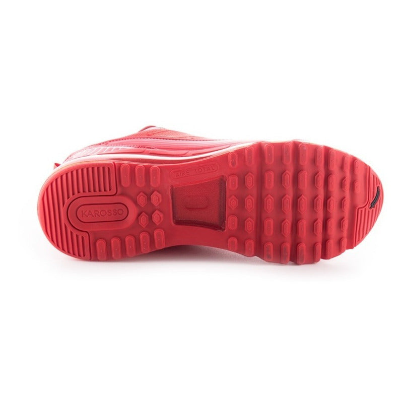 Tenis Para Hombre Rojo Grabado Suela De Aire Karosso Rojo 7551